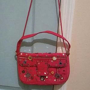 Stylish Pink Purse w/ Sequins And Double Straps